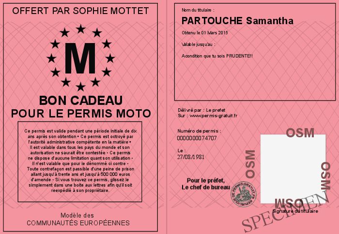 Distribution De Permis De Vivre BON-CADEAU-POUR-LE-PERMIS-MOTO